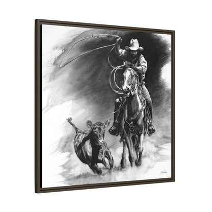 "Calf Roping" Framed Canvas