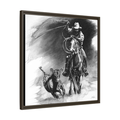 "Calf Roping" Framed Canvas