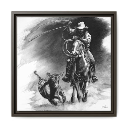 "Calf Roping" Framed Canvas