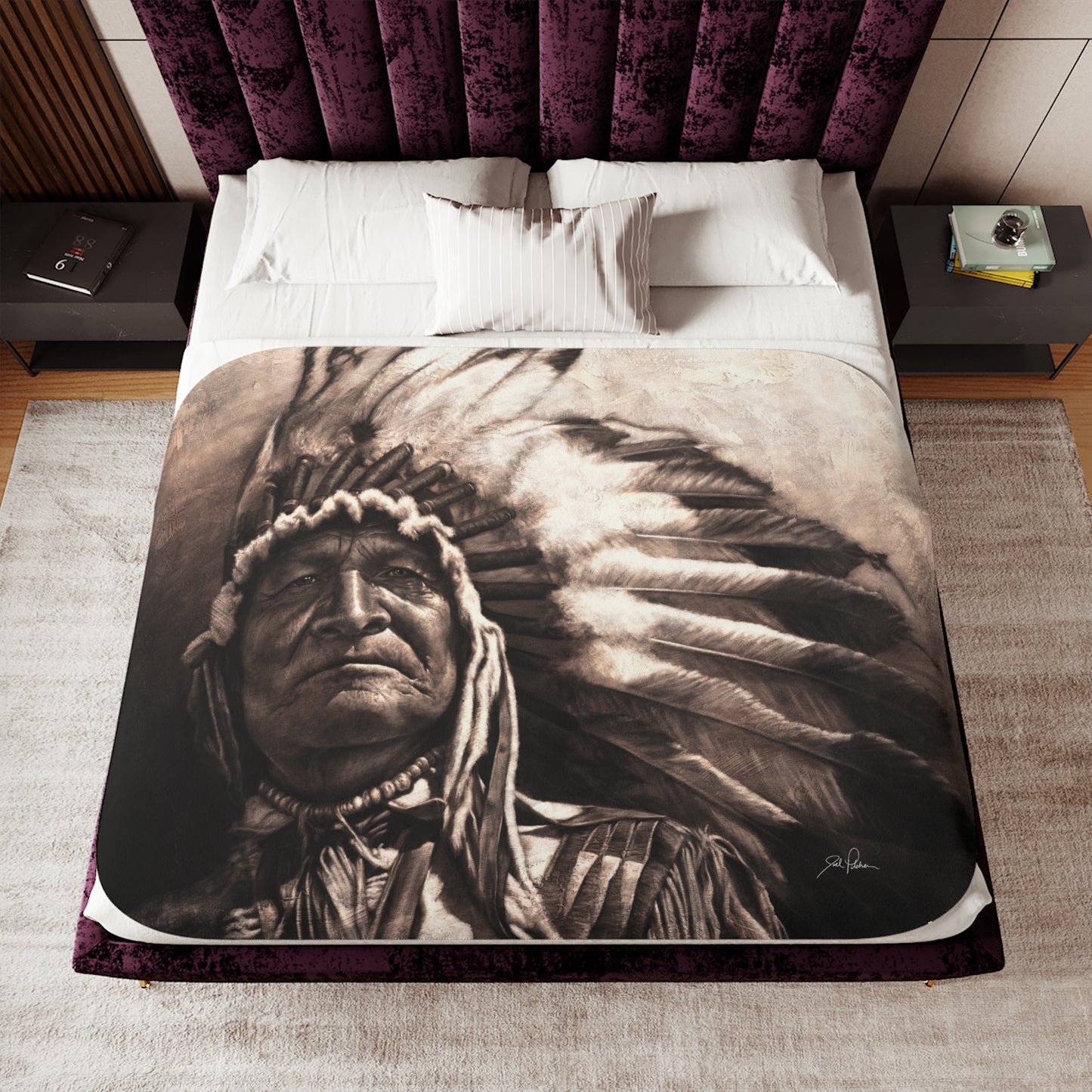 "Sitting Bear" Sherpa Blanket.