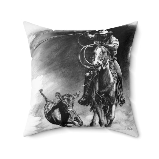 "Calf Roping" Square Pillow.