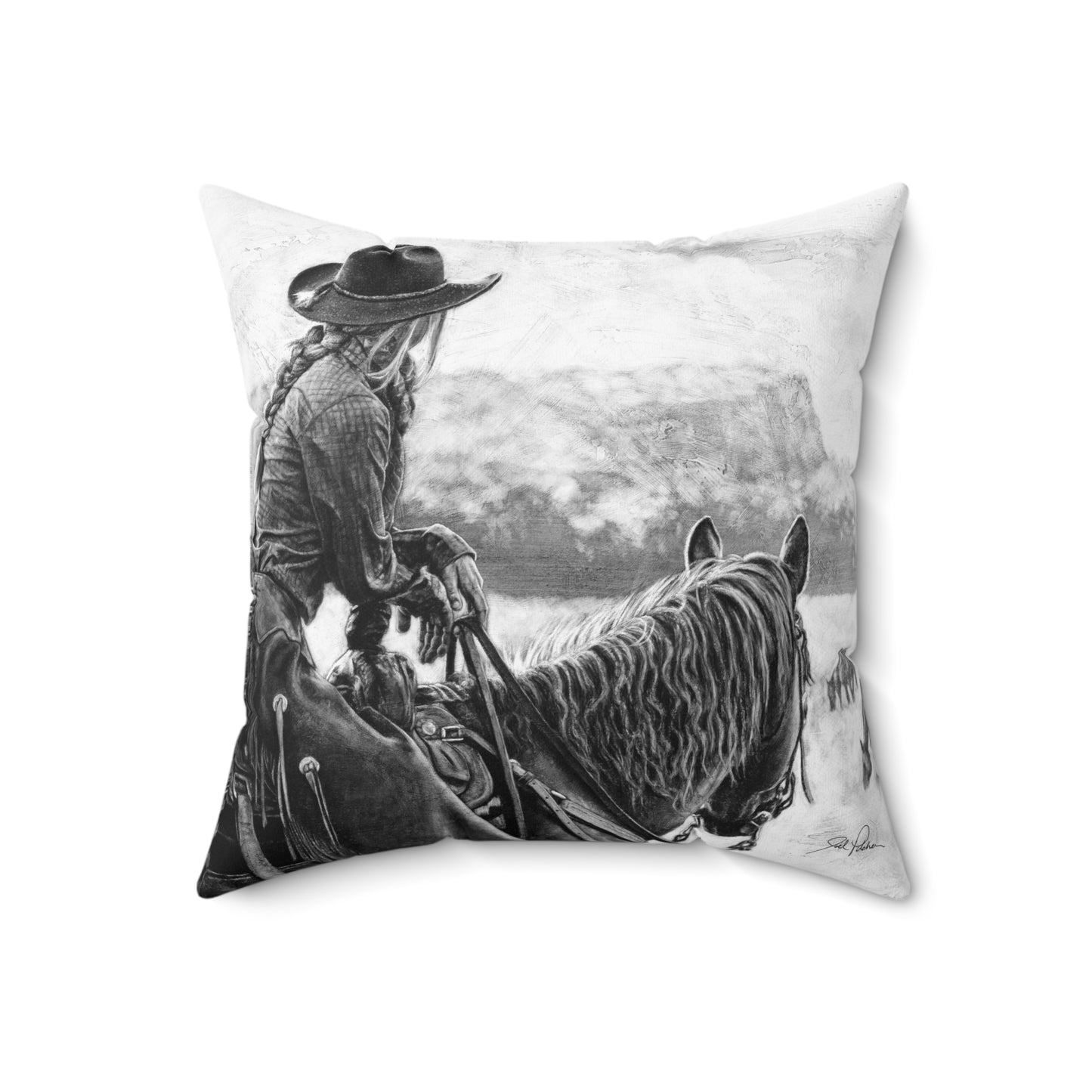 "Bridles and Braids" Square Pillow.