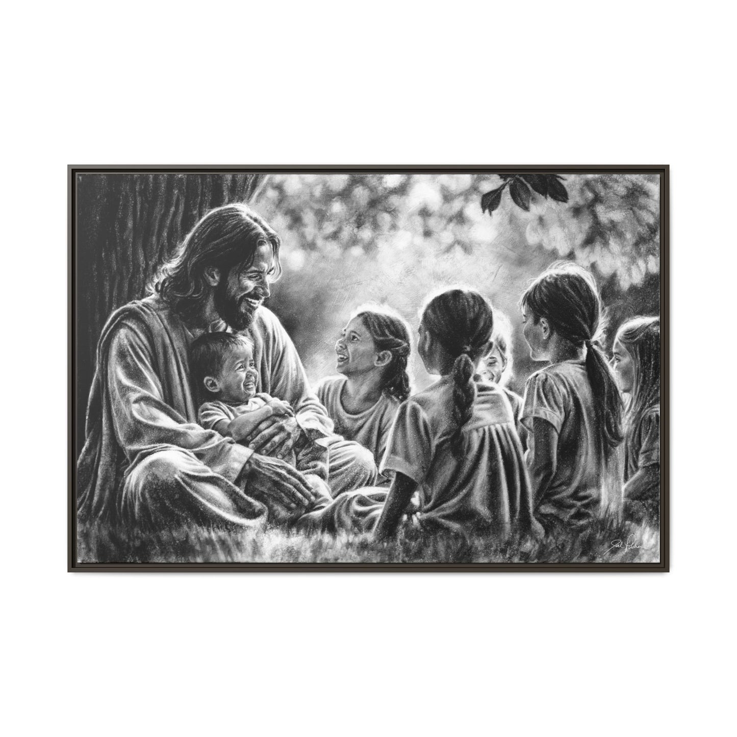 "Bless the Little Ones" Framed Canvas