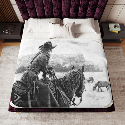 "Bridles and Braids" Sherpa Blanket.