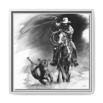 "Calf Roping" Framed Canvas