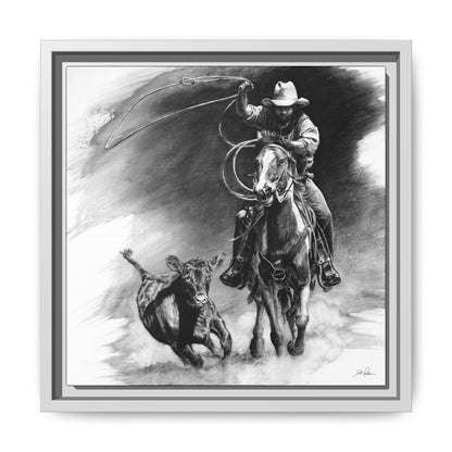 "Calf Roping" Framed Canvas