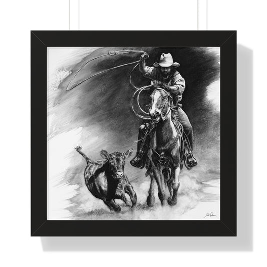 "Calf Roping" Framed Paper Print