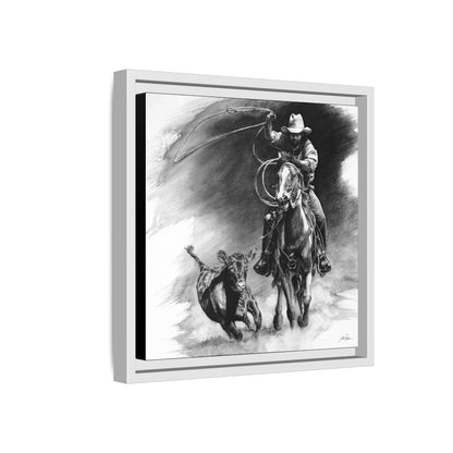 "Calf Roping" Framed Canvas