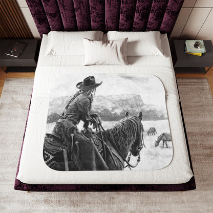 "Bridles and Braids" Sherpa Blanket.