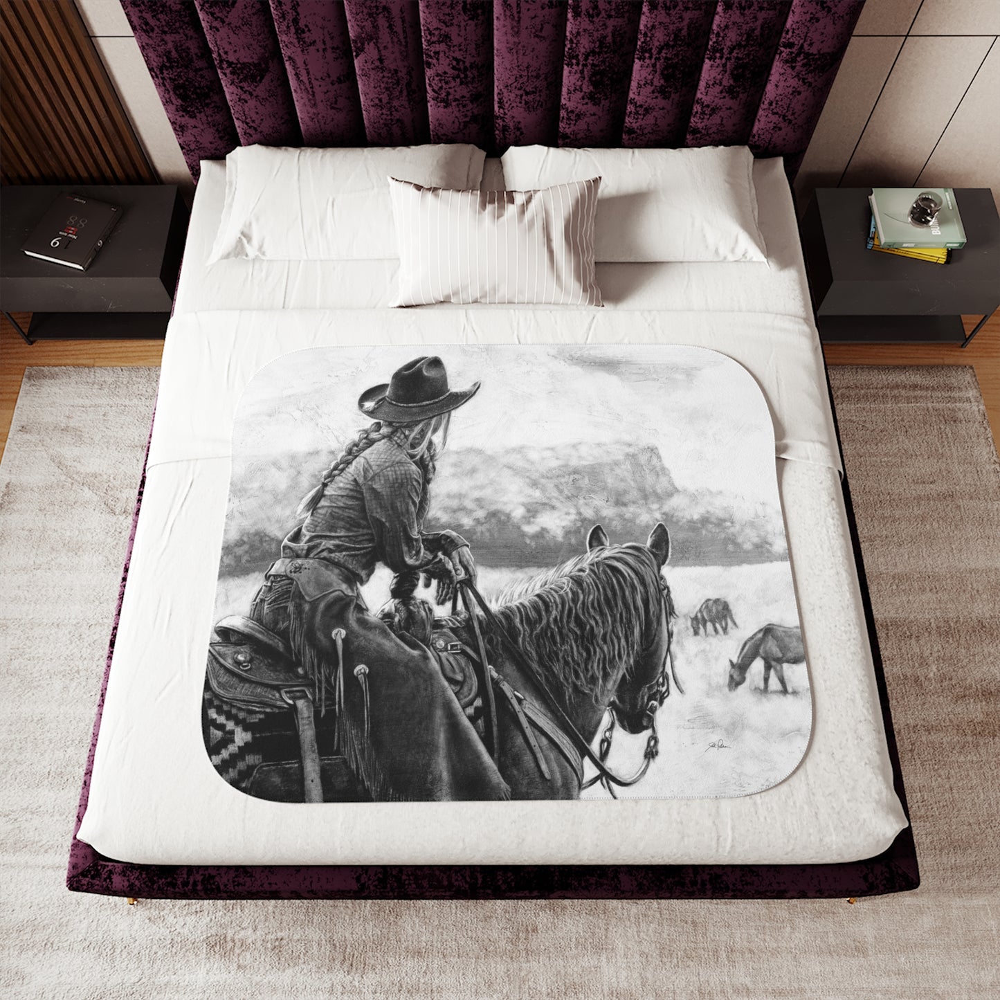 "Bridles and Braids" Sherpa Blanket.