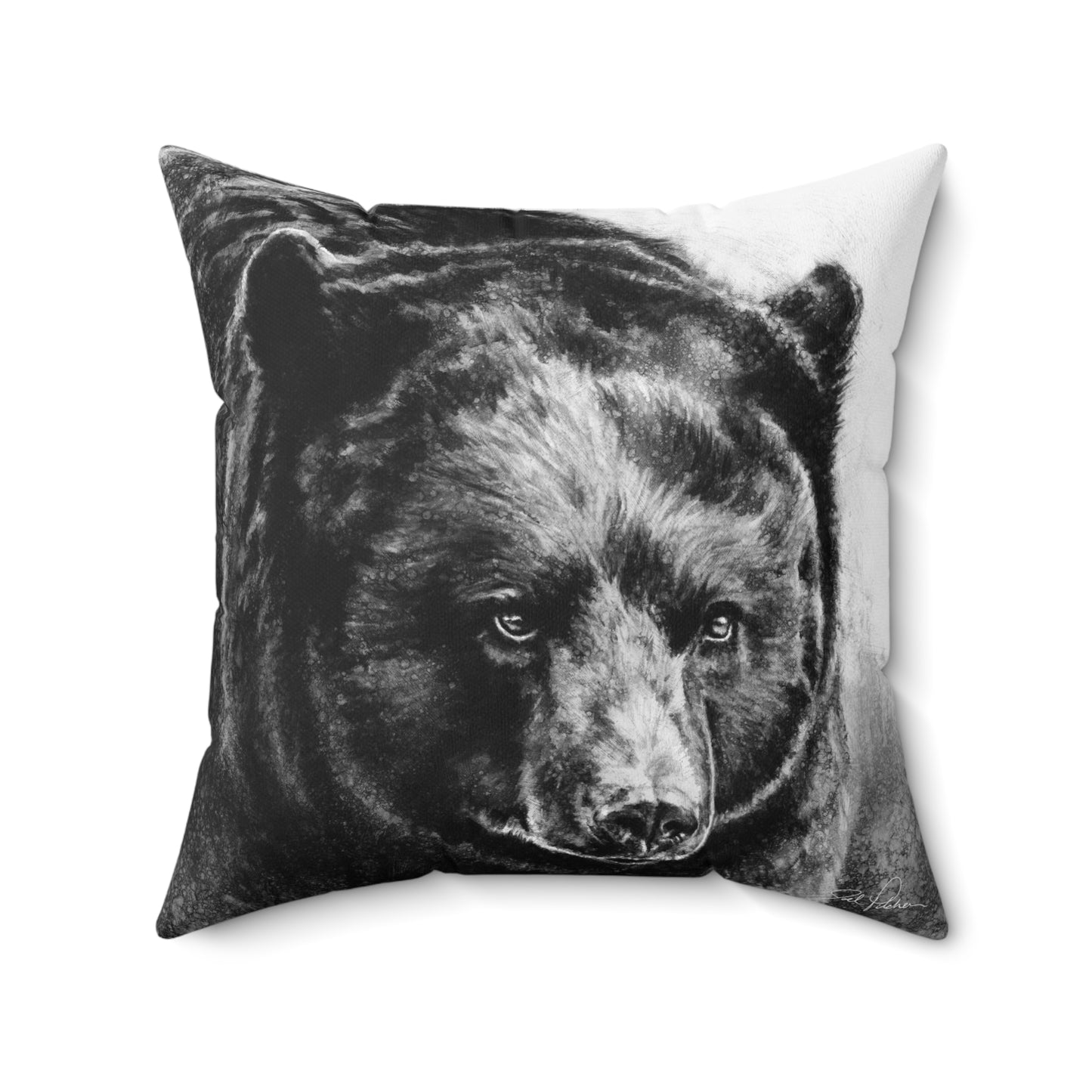 "Black Bear" Square Pillow.