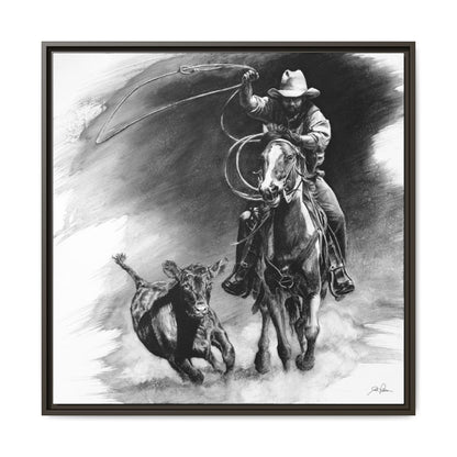 "Calf Roping" Framed Canvas