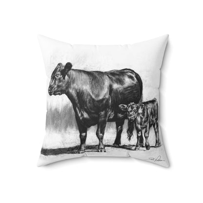 "Mama Cow & Calf" Square Pillow.