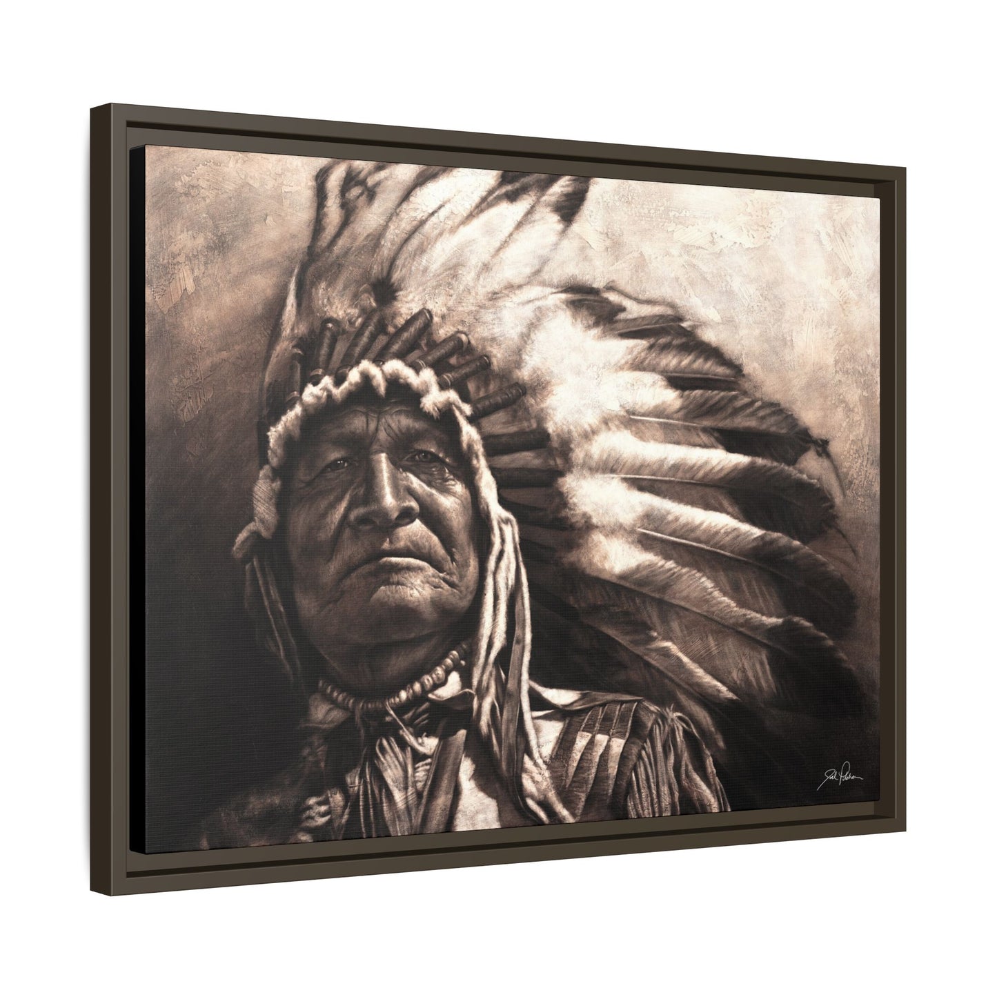 "Sitting Bear" Framed Canvas