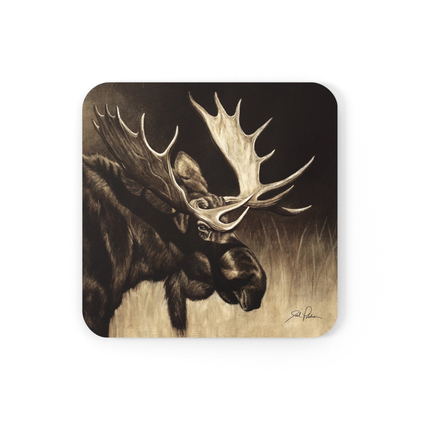 "Mighty Moose" Cork Back Coaster.