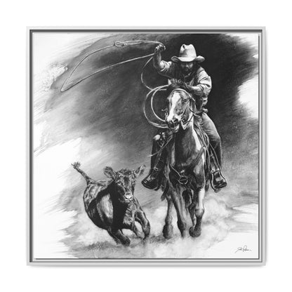 "Calf Roping" Framed Canvas