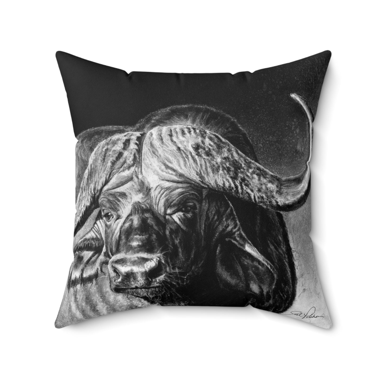 "Cape Buffalo" Square Pillow.