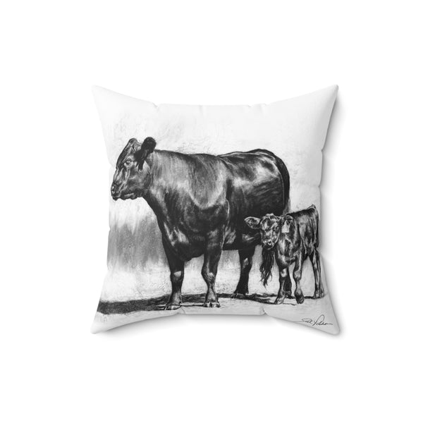 "Mama Cow & Calf" Square Pillow.