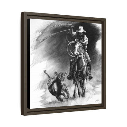 "Calf Roping" Framed Canvas