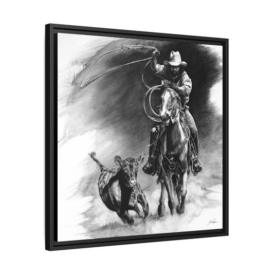"Calf Roping" Framed Canvas
