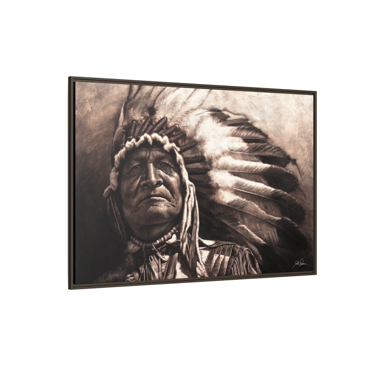 "Sitting Bear" Framed Canvas