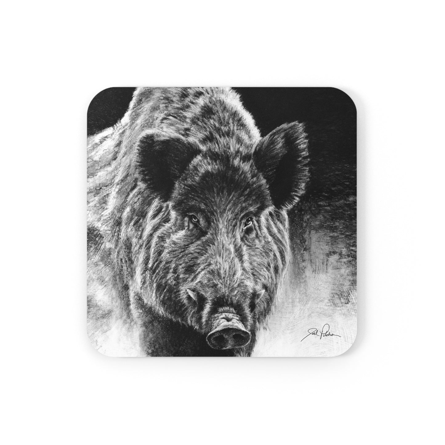 "Wild Boar" Cork Back Coaster.