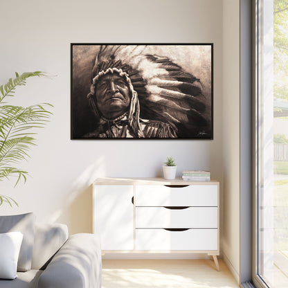 "Sitting Bear" Framed Canvas