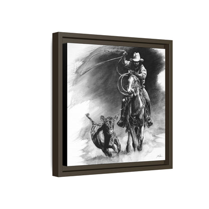 "Calf Roping" Framed Canvas