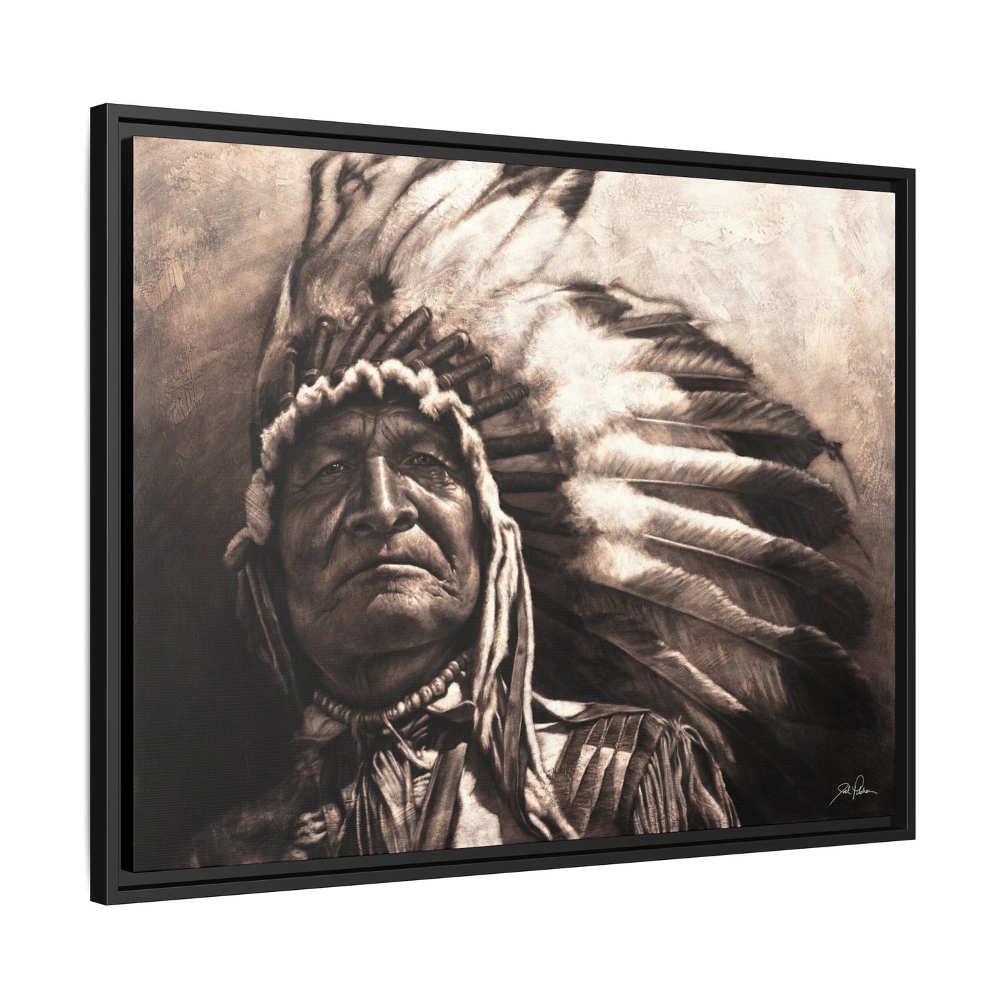 "Sitting Bear" Framed Canvas
