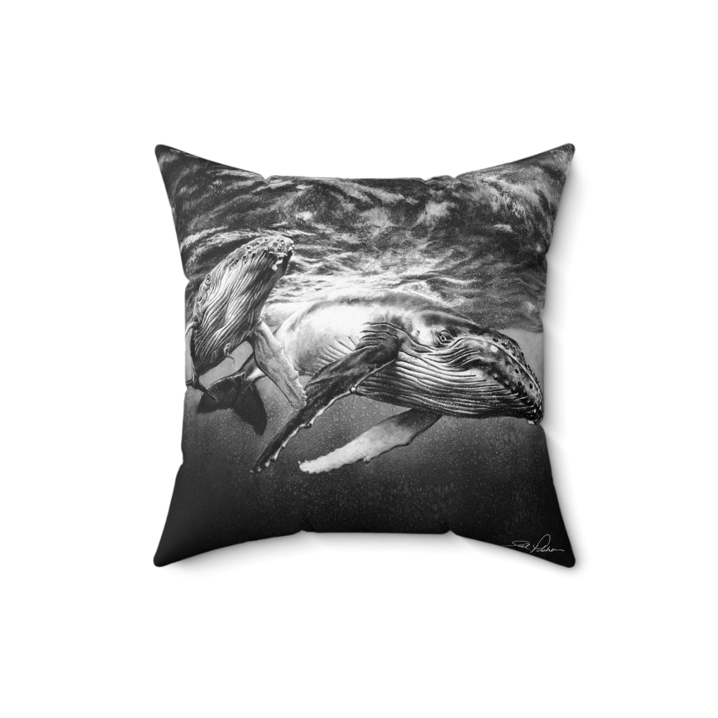 "Humpback Whales" Square Pillow.