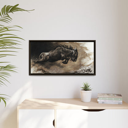 "Wildebeest" Framed Canvas
