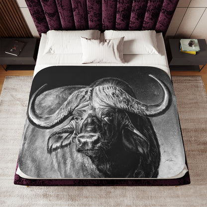 "Cape Buffalo" Sherpa Blanket.