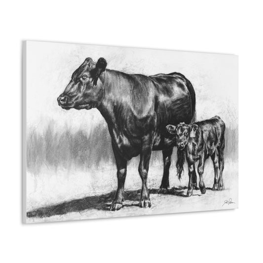 "Mama Cow & Calf" Gallery Wrapped Canvas