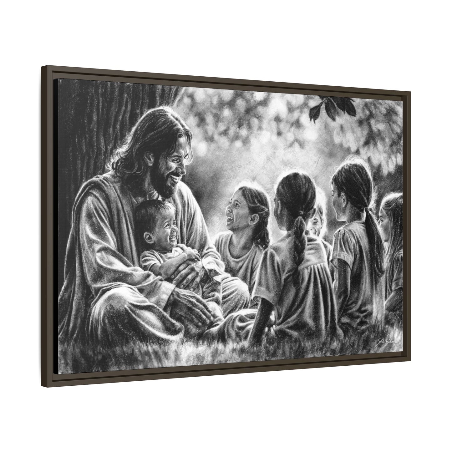 "Bless the Little Ones" Framed Canvas