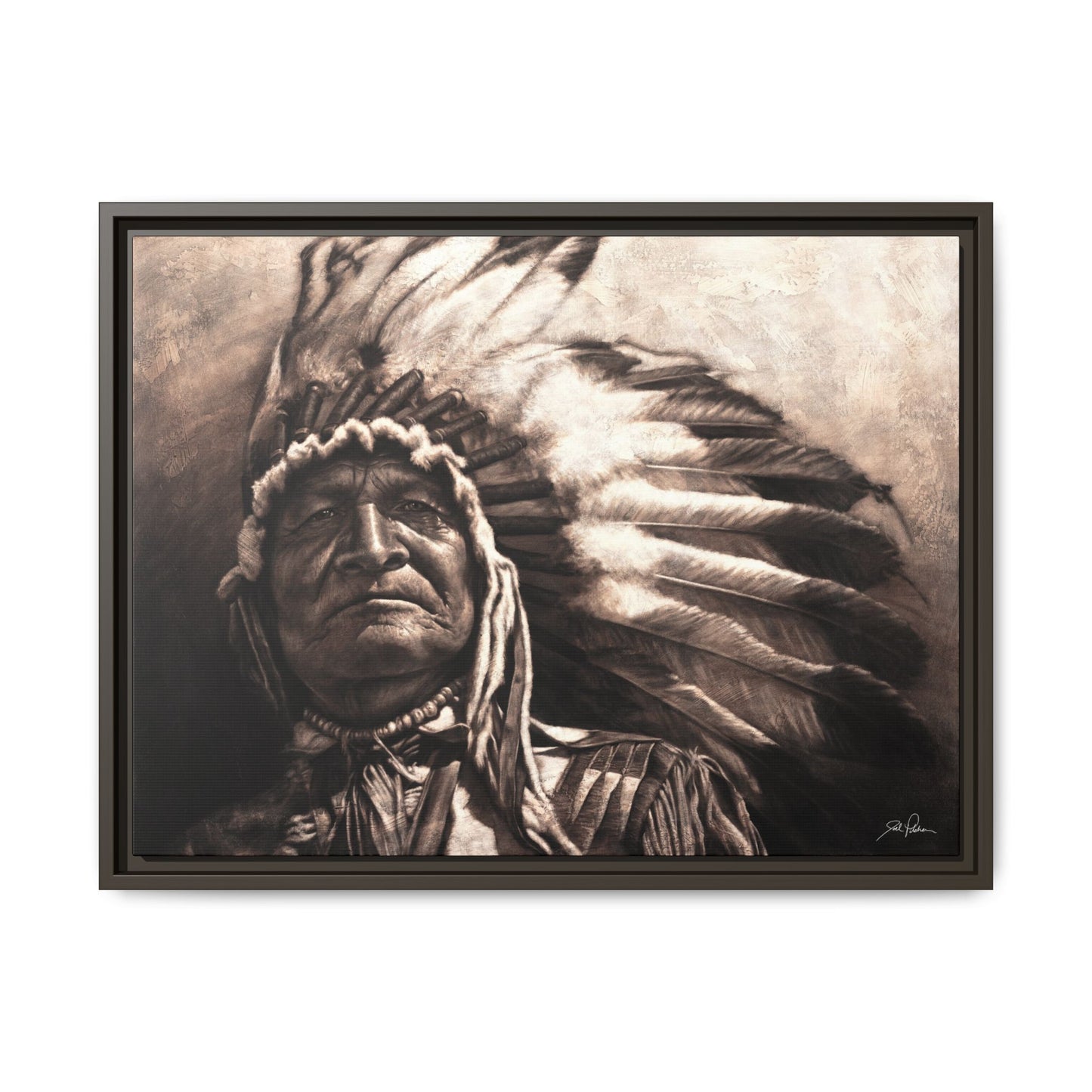 "Sitting Bear" Framed Canvas