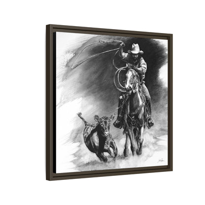 "Calf Roping" Framed Canvas