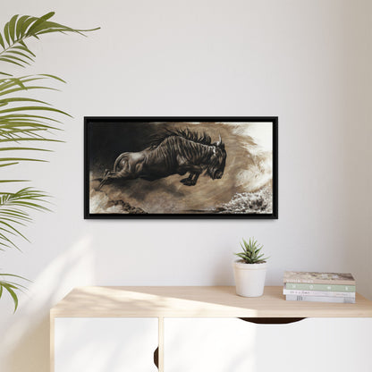 "Wildebeest" Framed Canvas