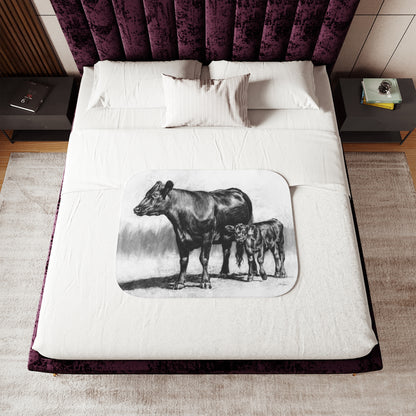 "Mama Cow & Calf" Sherpa Blanket.