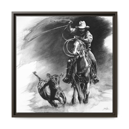 "Calf Roping" Framed Canvas