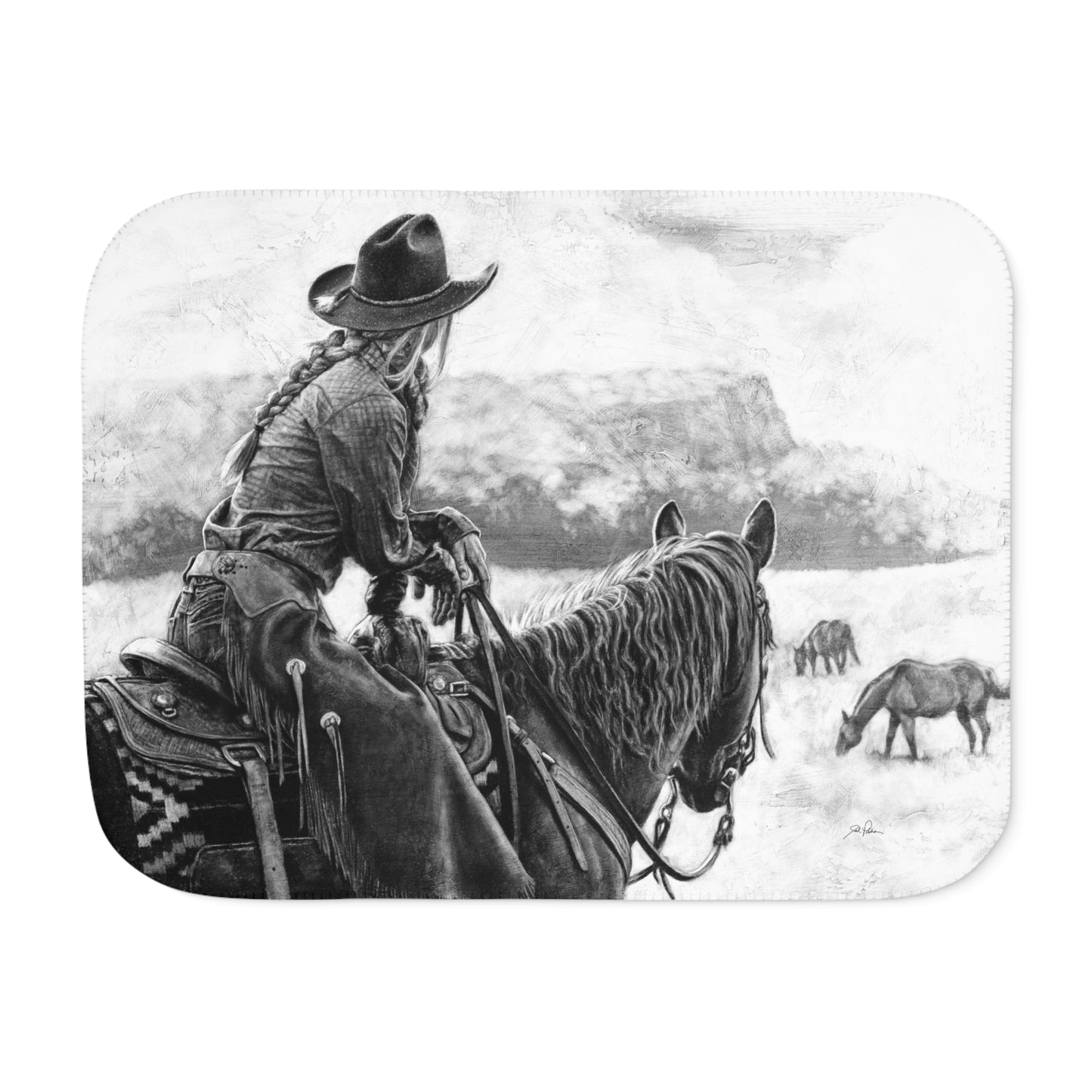 "Bridles and Braids" Sherpa Blanket.