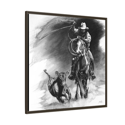 "Calf Roping" Framed Canvas