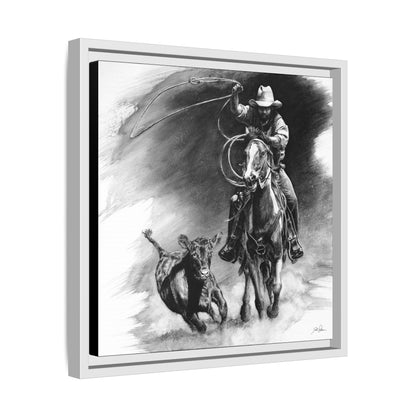 "Calf Roping" Framed Canvas