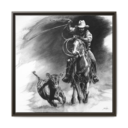 "Calf Roping" Framed Canvas