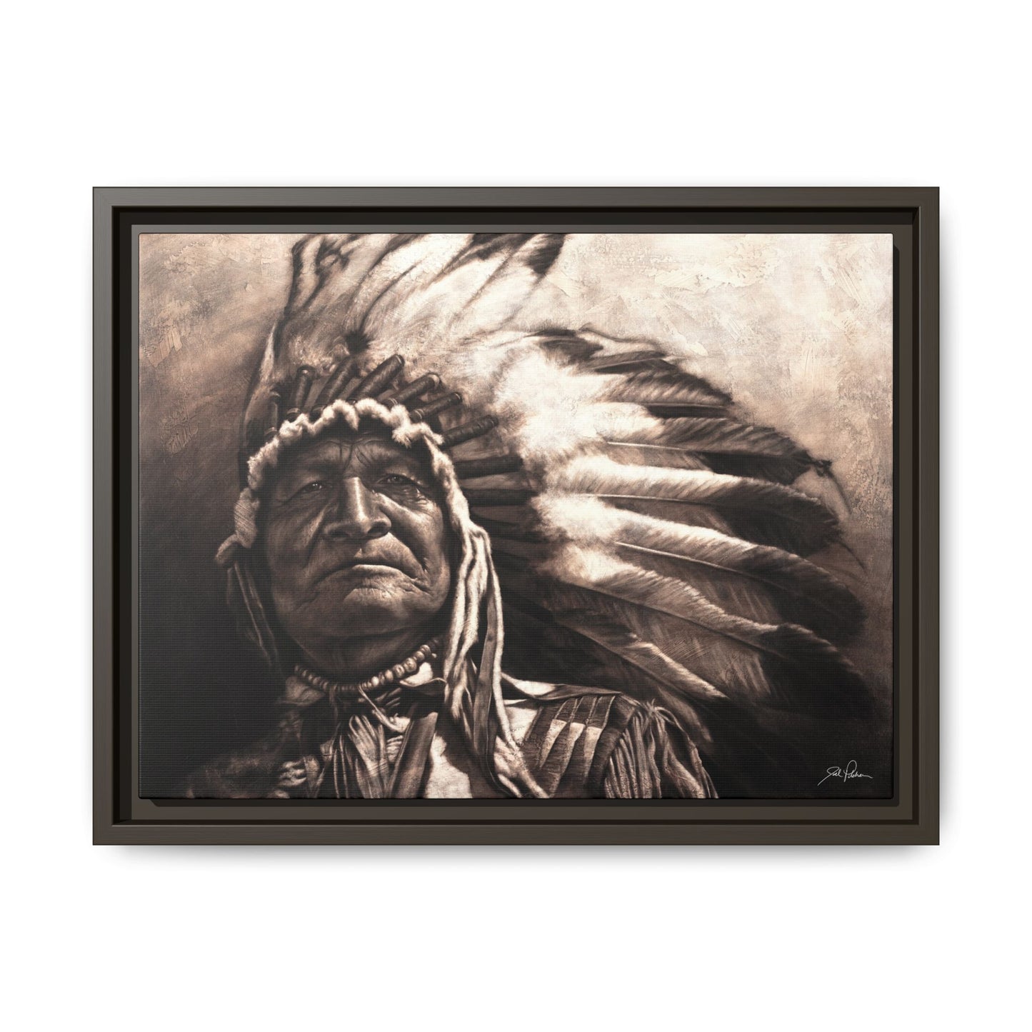 "Sitting Bear" Framed Canvas