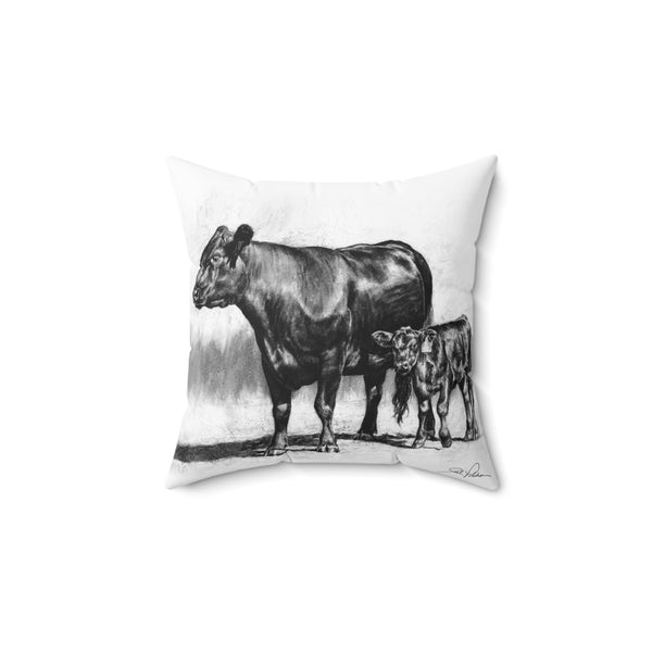 "Mama Cow & Calf" Square Pillow.