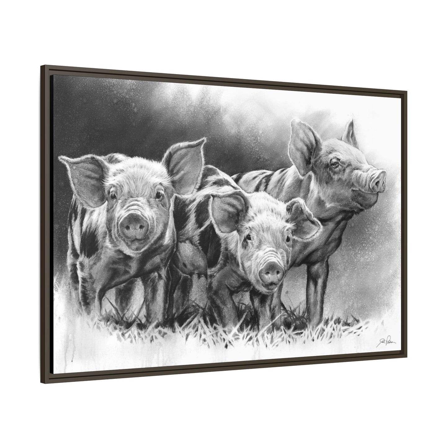 "Pig Tales" Framed Canvas