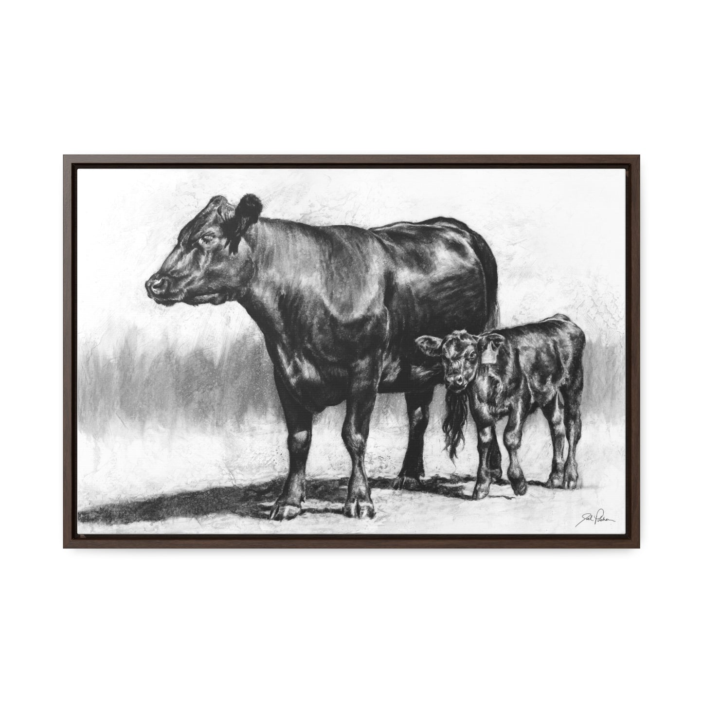 "Mama Cow & Calf" Gallery Wrapped/Framed Canvas