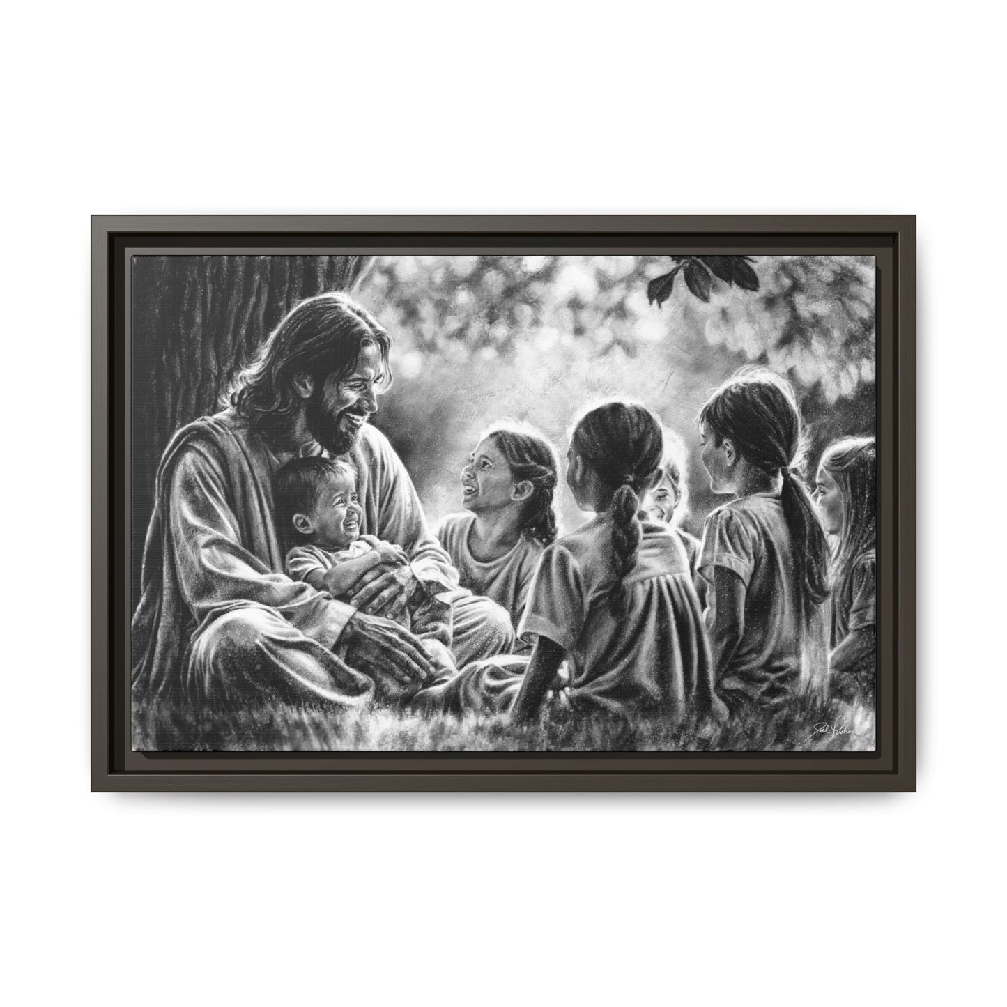 "Bless the Little Ones" Framed Canvas