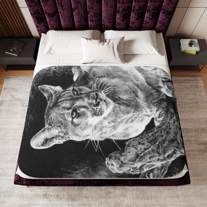 "Mountain Lion" Sherpa Blanket.