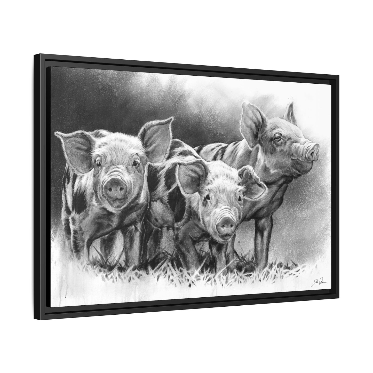 "Pig Tales" Framed Canvas